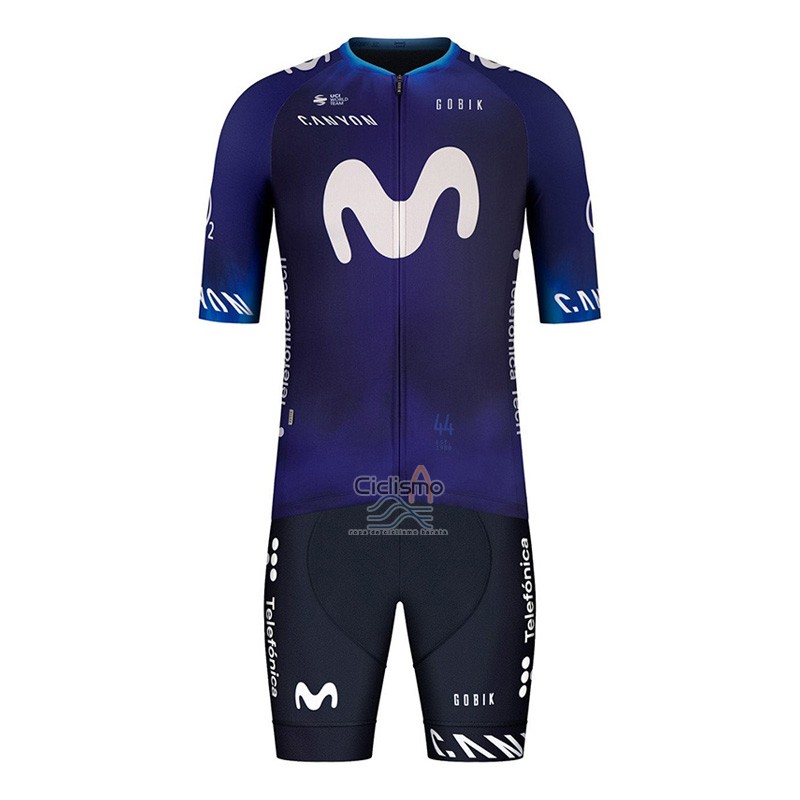Movistar Ropa Ciclismo Culotte Corto 2023 Mangas Cortas Negro Violeta